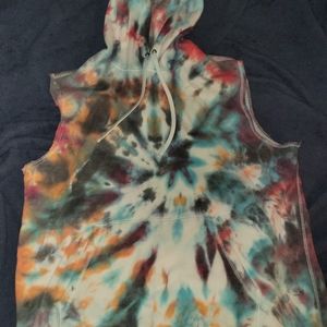 Sleeveless tie dye hoodie